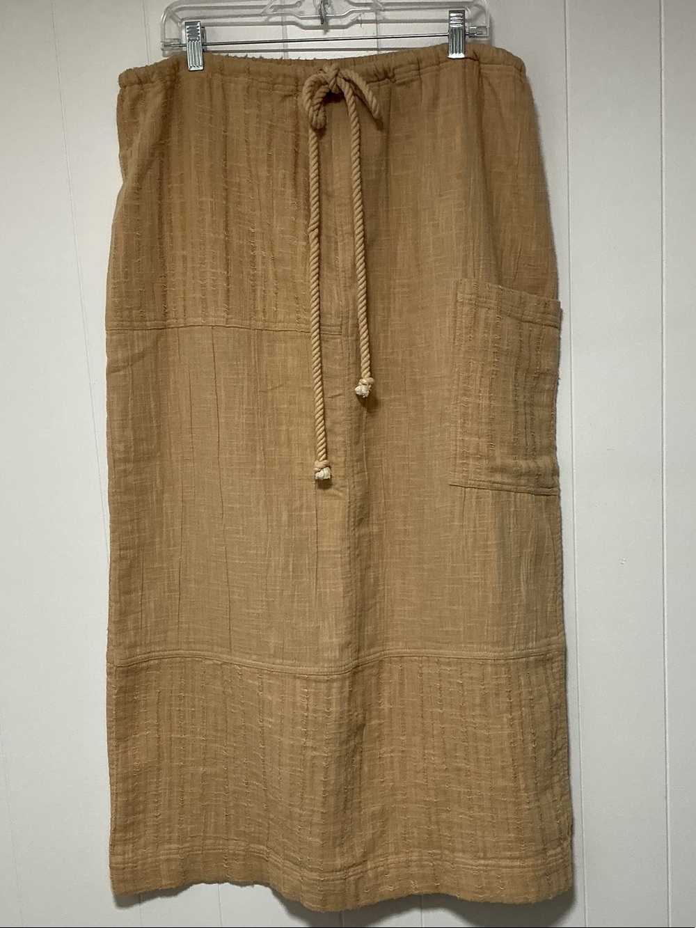Free people casual drawstring Midi Skirt in Camel, XL